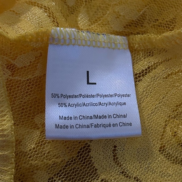 Women’s yellow lace slip dress/lingerie nightgown - Picture 8 of 11
